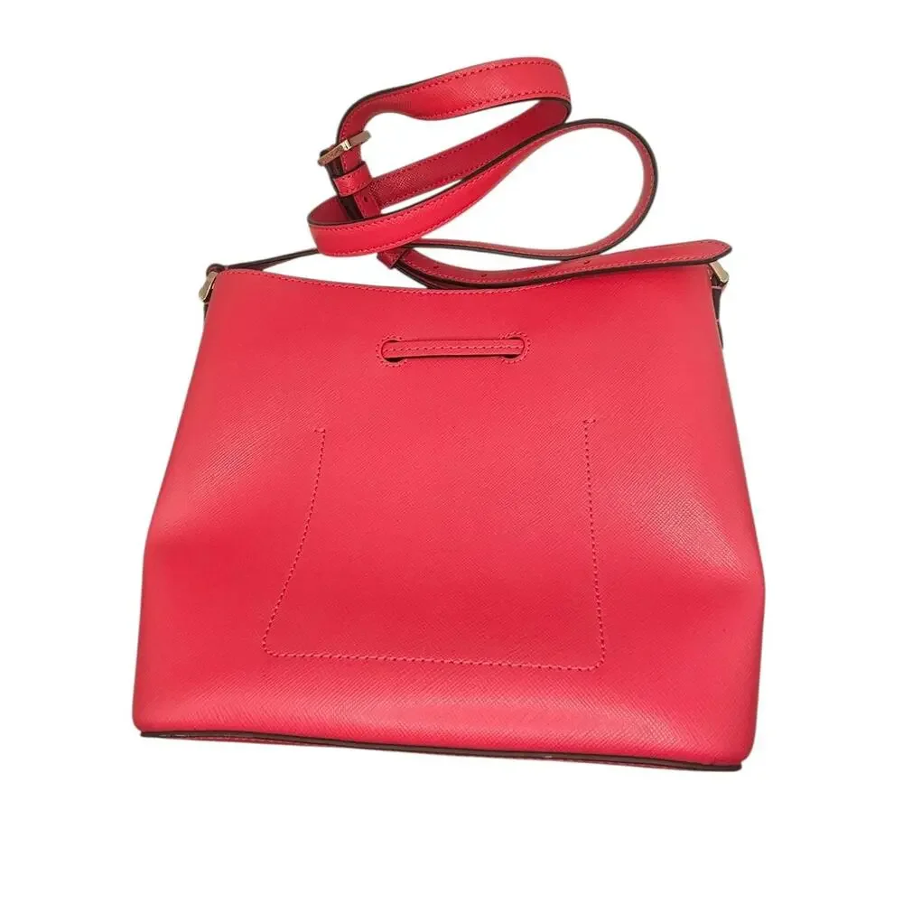 Kate Spade New York Marti Large Leather Bucket Crossbody Bag Coral Pink